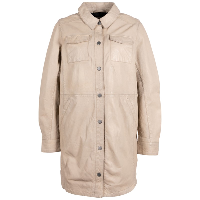 Camasa Lungă de Piele Dama Mauritius Bej Deschis GWNelda – Camasi din Piele