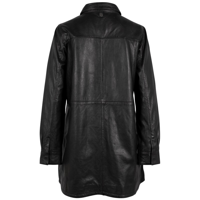 Camasa Lungă de Piele Dama Mauritius Neagra GWNelda – Camasi din Piele