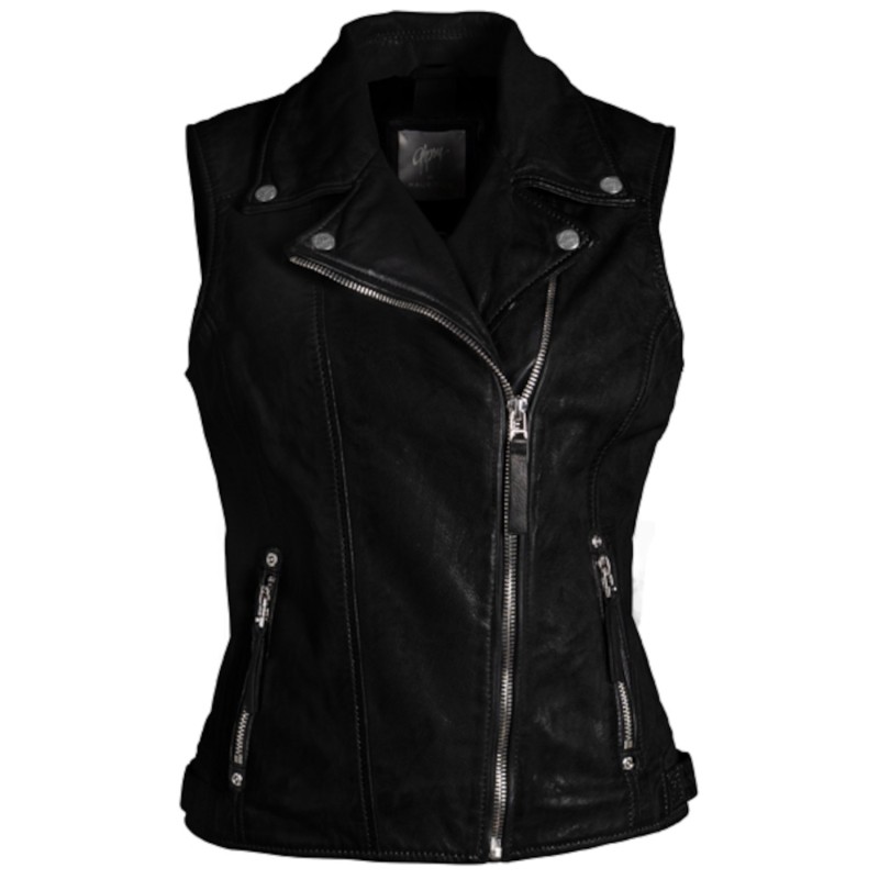 Vesta de Piele Dama Mauritius Neagra GWNovalee – Veste de Piele