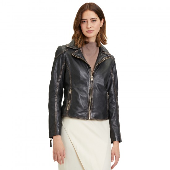 Geaca de Piele Dama Mauritius Negru Vintage GWPeetu Geaca de Piele Dama Mauritius Negru Vintage GWPeetu
