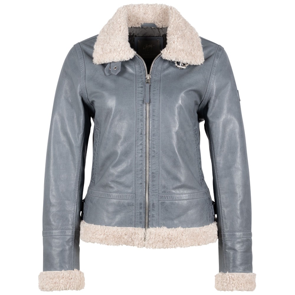 Cojoc de Piele Dama Mauritius Albastru Prafuit GWPhilina Cojoc de Piele Dama Mauritius Albastru Prafuit GWPhilina - readytowear.ro