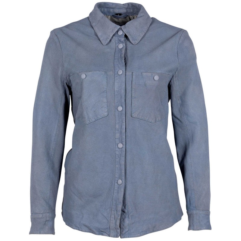 Camasa de Piele Dama Mauritius Albastru Prafuit GWSarie – Camasi din Piele