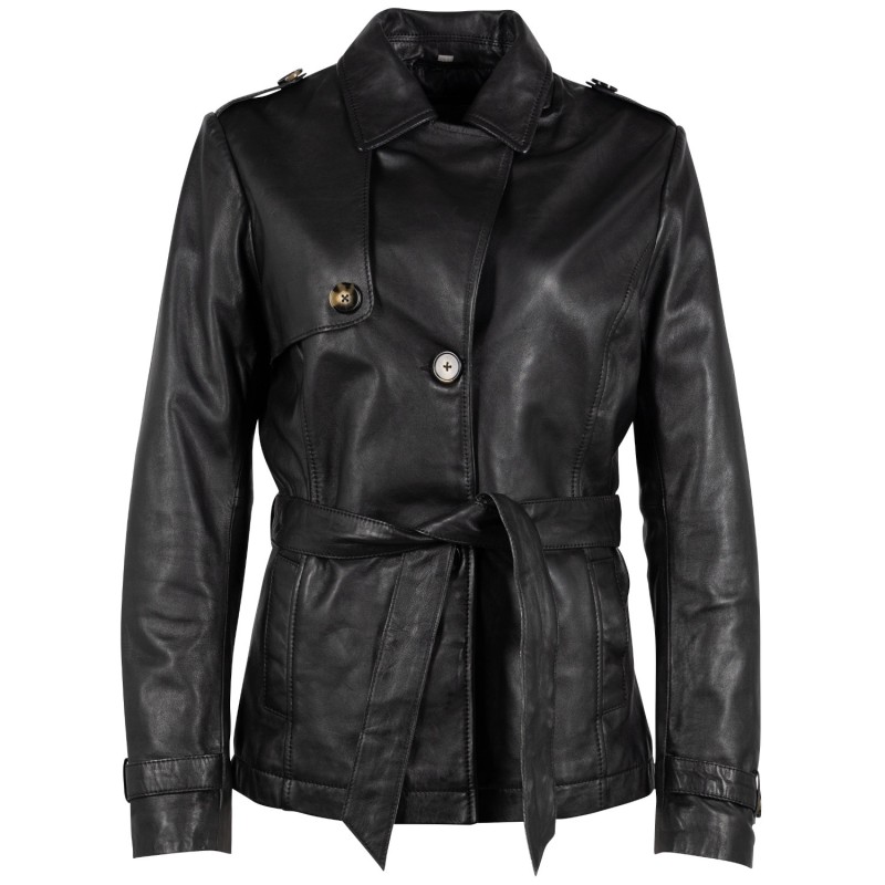 Geaca Lungă de Piele Dama Mauritius Neagra GWSkady – Black Friday