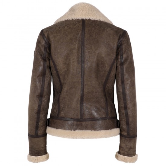 Cojoc de Piele si Blana Naturala Dama Mauritius Maro Inchis GWSkye