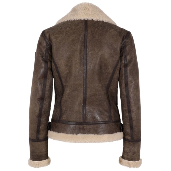 Cojoc de Piele si Blana Naturala Dama Mauritius Maro Inchis GWSkye