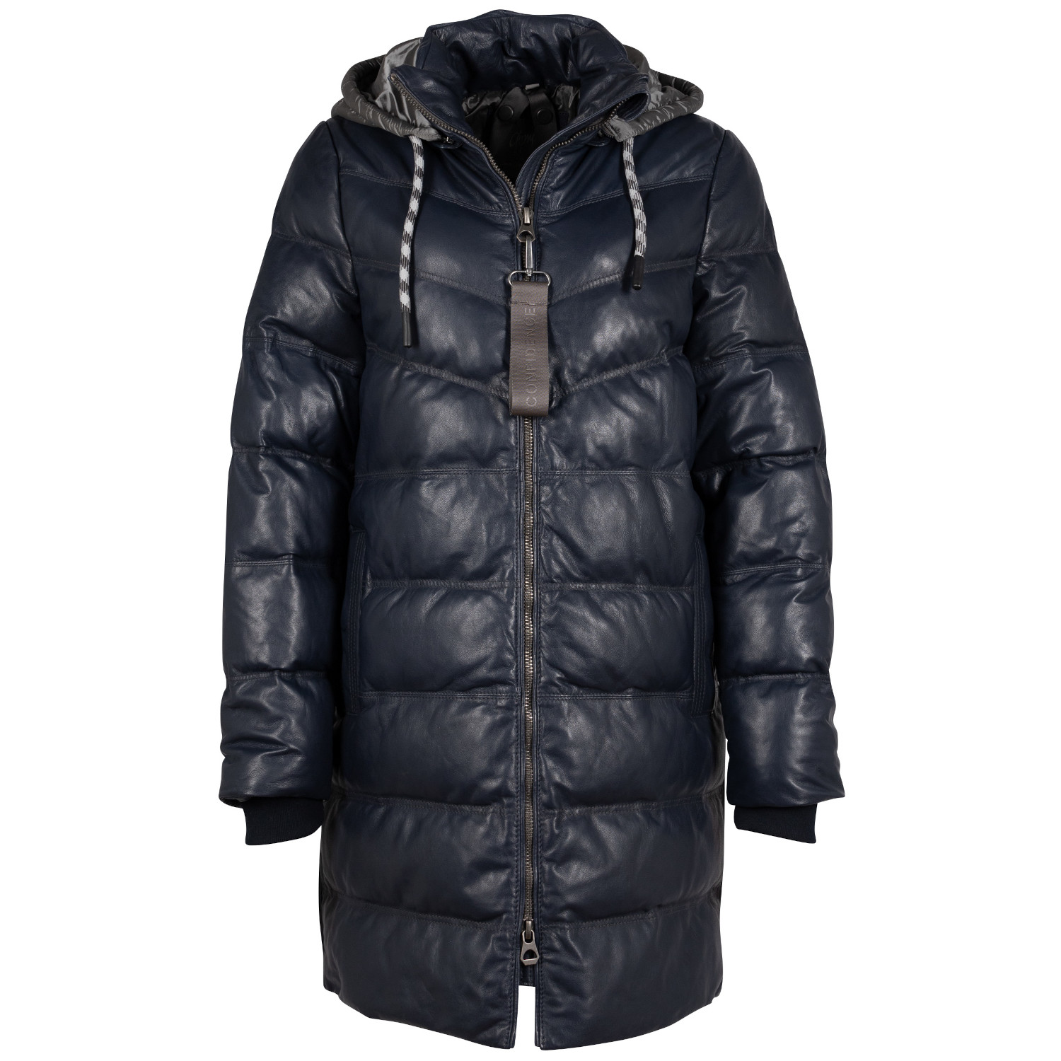 Geaca Lunga de Iarna din Piele Dama Mauritius Bleumarin GWValeriah – Black Friday