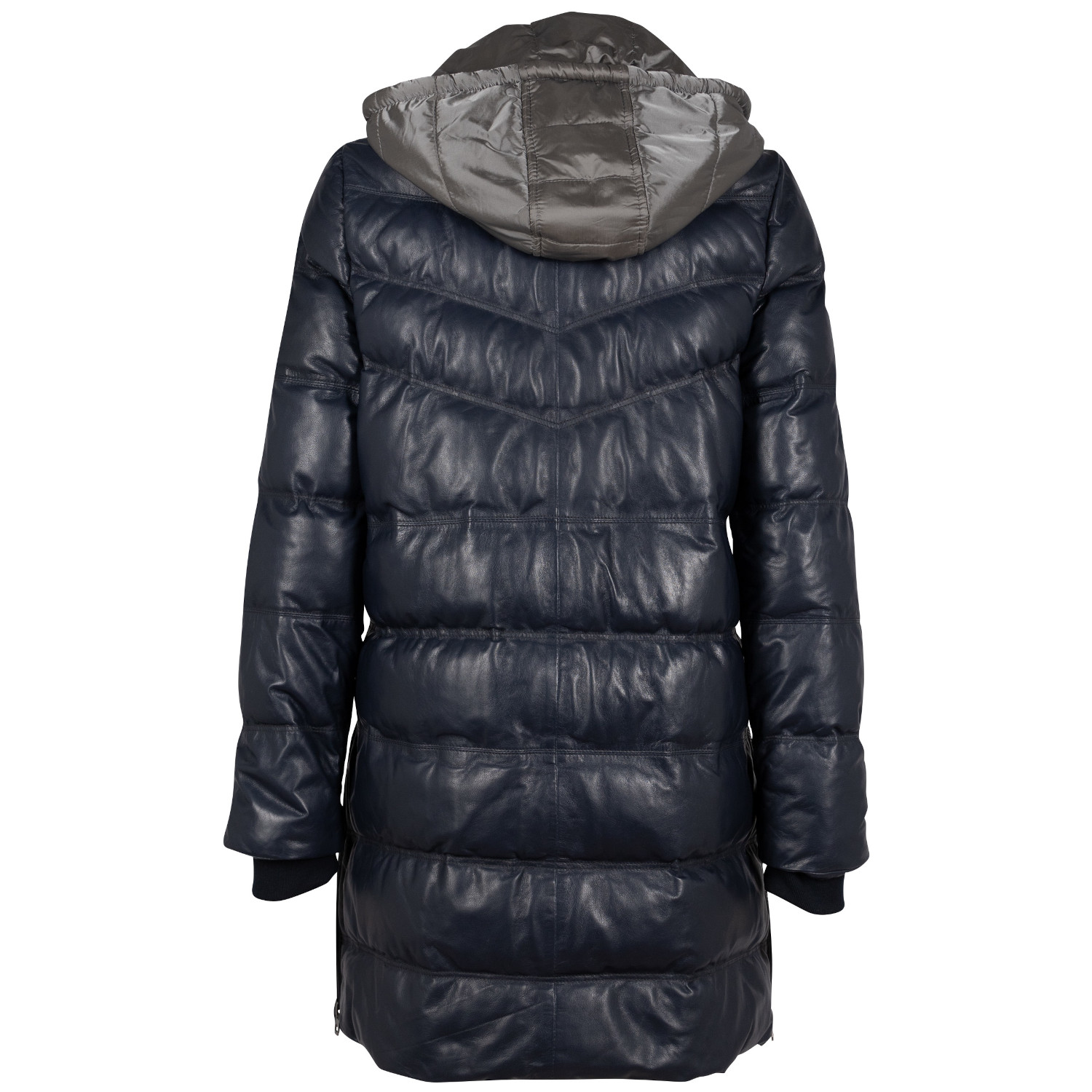 Geaca Lunga de Iarna din Piele Dama Mauritius Bleumarin GWValeriah – Black Friday