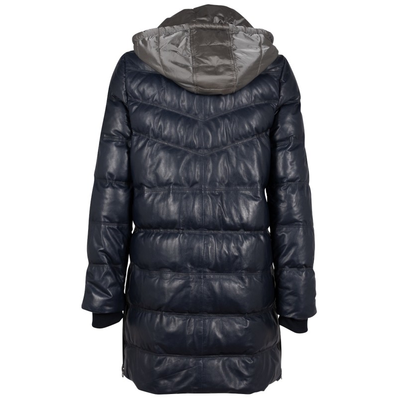 Geaca Lunga de Iarna din Piele Dama Mauritius Bleumarin GWValeriah – Black Friday