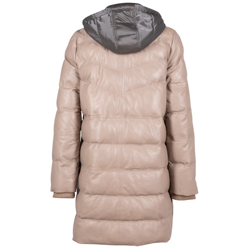 Geaca Lunga de Iarna din Piele Dama Mauritius Bej GWValeriah – Black Friday