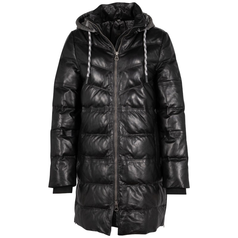 Geaca Lunga de Piele Dama Mauritius Neagra GWValeriah – Geci de Piele