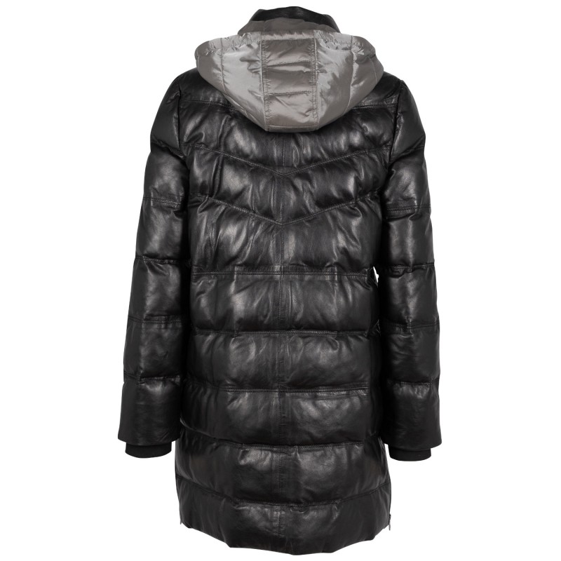 Geaca Lunga de Piele Dama Mauritius Neagra GWValeriah – Geci de Piele