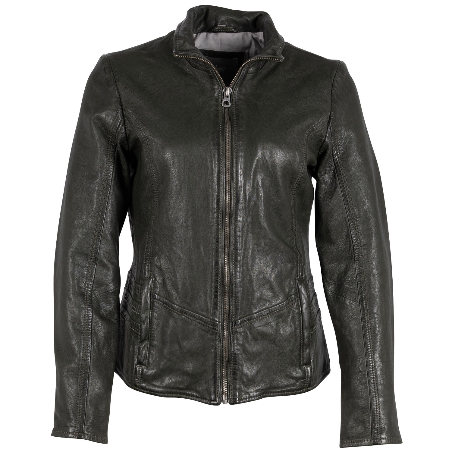 Geaca de Piele Dama Mauritius Verde Inchis GWWany – Geci de Piele