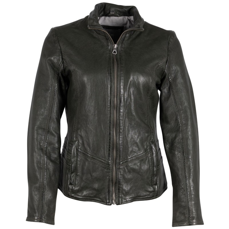 Geaca de Piele Dama Mauritius Verde Inchis GWWany – Geci de Piele