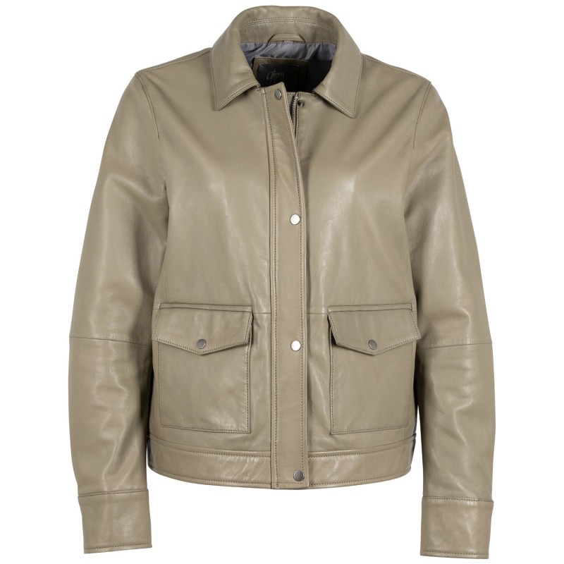 Geaca de Piele Dama Mauritius Olive Deschis GWYunni – Geci de Piele