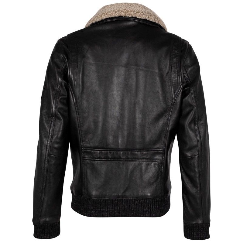 Geaca de Piele Barbati Mauritius Neagra MMStarpatrol – Geci de Piele