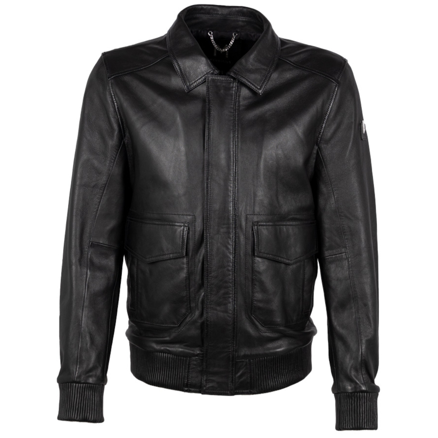 Geaca de Piele Barbati Mauritius Silver Neagra MSMEmmik – Black Friday