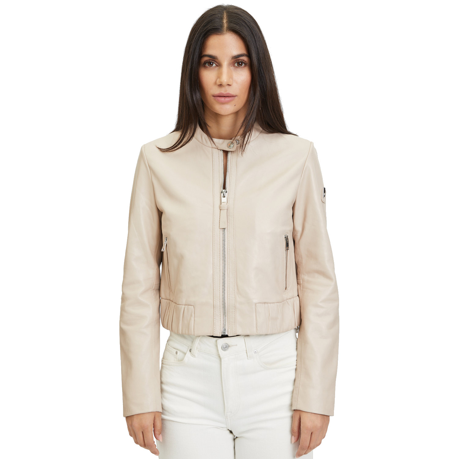 Geaca Scurta de Piele Dama Mauritius Bej Deschis MWAmalie – Black Friday