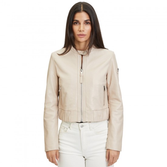 Geaca Scurta de Piele Dama Mauritius Bej Deschis MWAmalie Geaca Scurta de Piele Dama Mauritius Bej Deschis MWAmalie