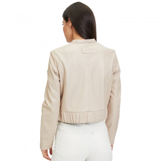 Geaca Scurta de Piele Dama Mauritius Bej Deschis MWAmalie Geaca Scurta de Piele Dama Mauritius Bej Deschis MWAmalie