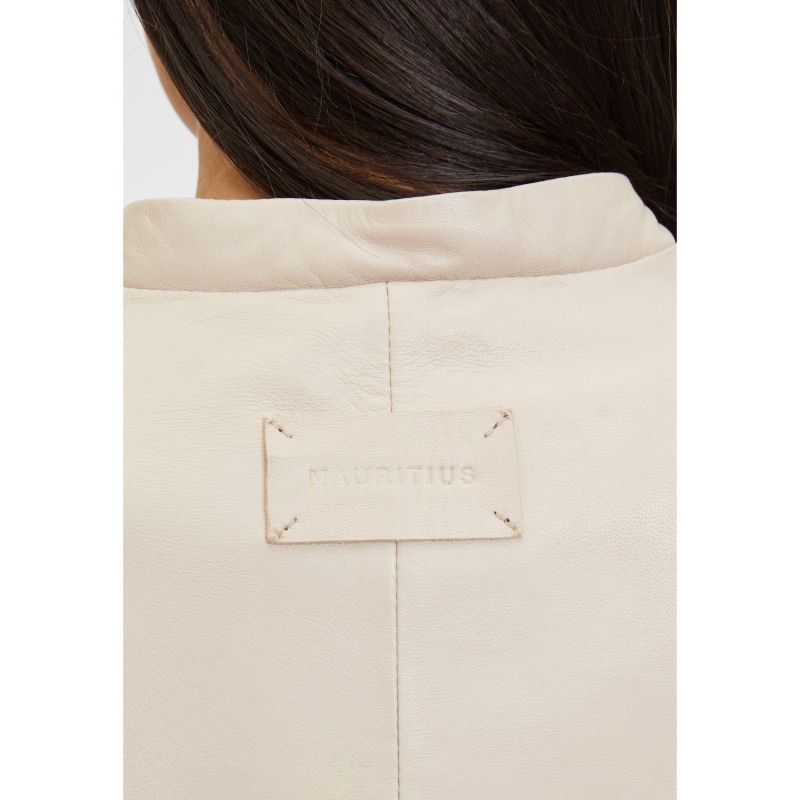 Geaca Scurta de Piele Dama Mauritius Bej Deschis MWAmalie – Black Friday