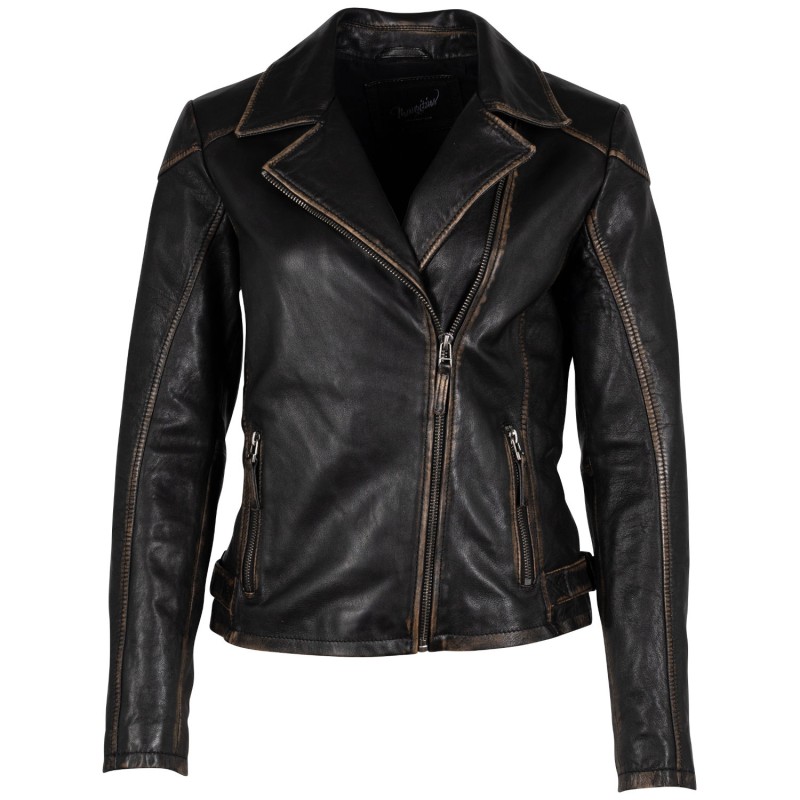 Geaca de Piele Dama Mauritius Negru Antic MWPeggie – Black Friday