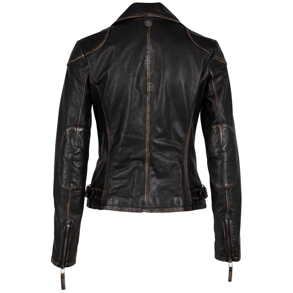 Geaca de Piele Dama Mauritius Negru Antic MWPeggie