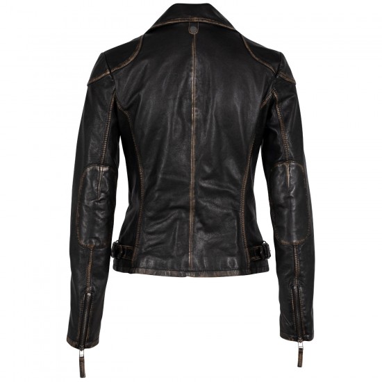 Geaca de Piele Dama Mauritius Negru Antic MWPeggie