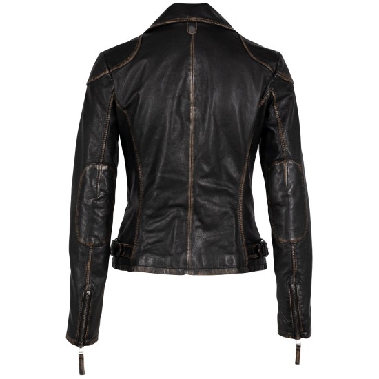 Geaca de Piele Dama Mauritius Negru Antic MWPeggie