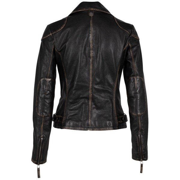 Geaca de Piele Dama Mauritius Negru Antic MWPeggie
