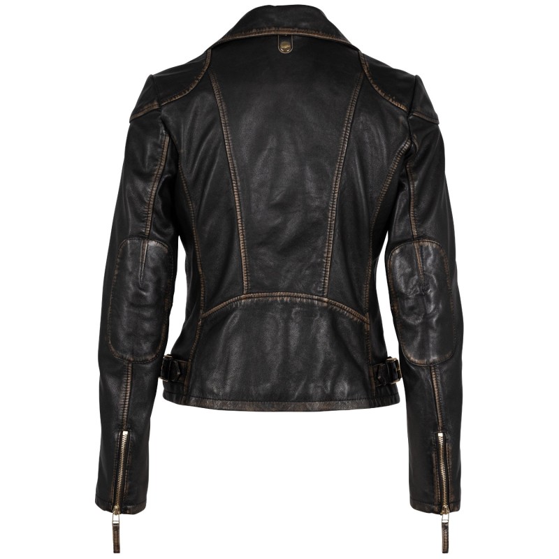 Geaca de Piele Dama Mauritius Negru/Bej MWPerrie – Geci de Piele