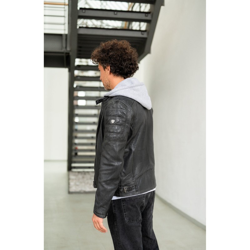 geaca piele naturala barbati mauritius rylo antracit regular fit