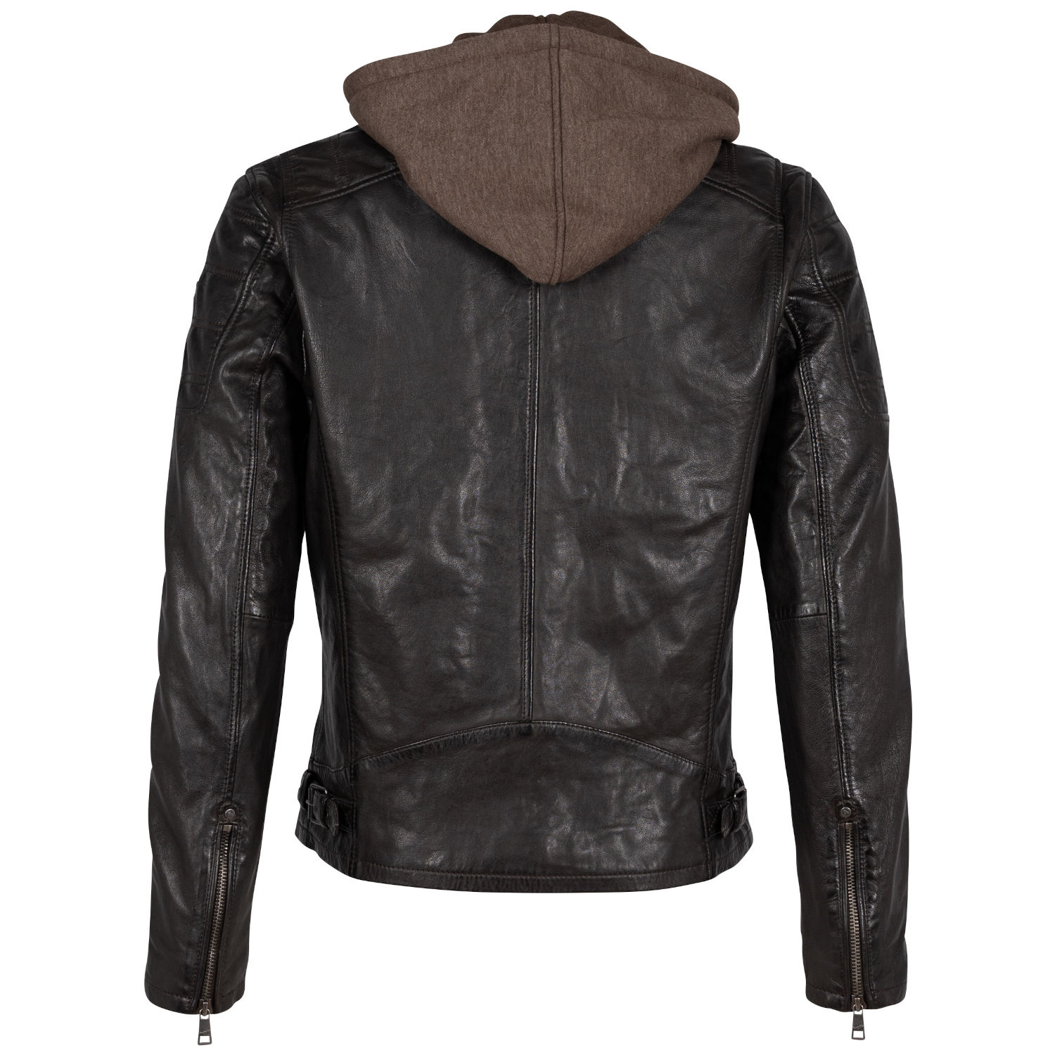 geaca piele naturala barbati mauritius rylo maro inchis regular fit