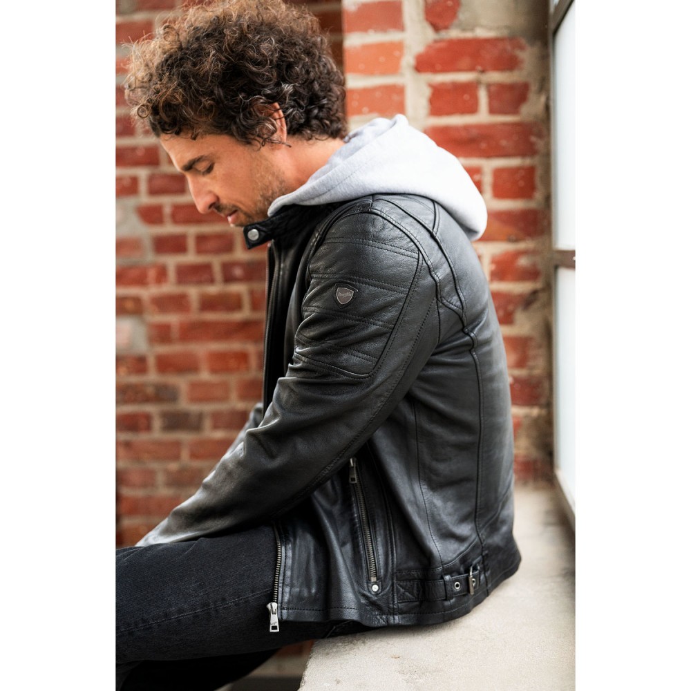 Geaca de Piele Barbati Mauritius Neagra Rylo – Black Friday