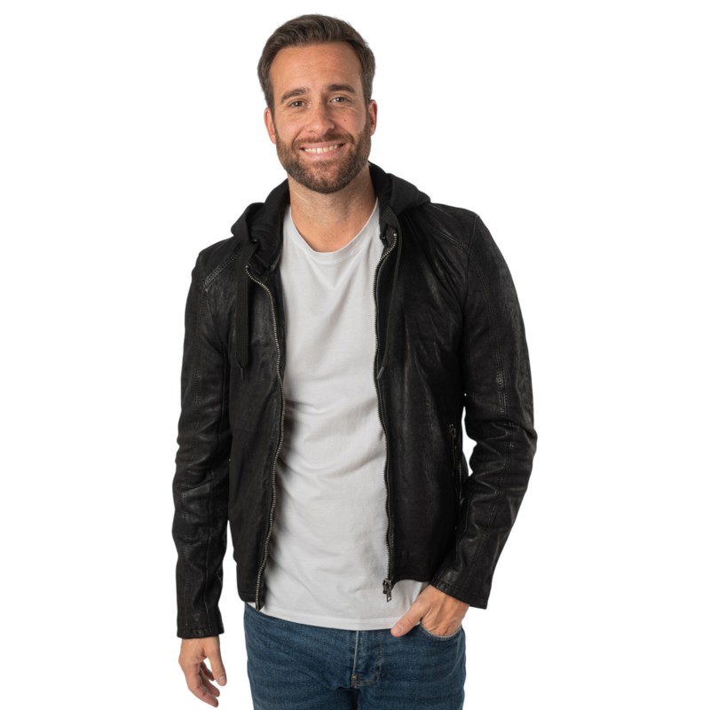 Geaca de Piele Barbati 2.0 by Mauritius Neagra 2MCrain – Geci de Piele