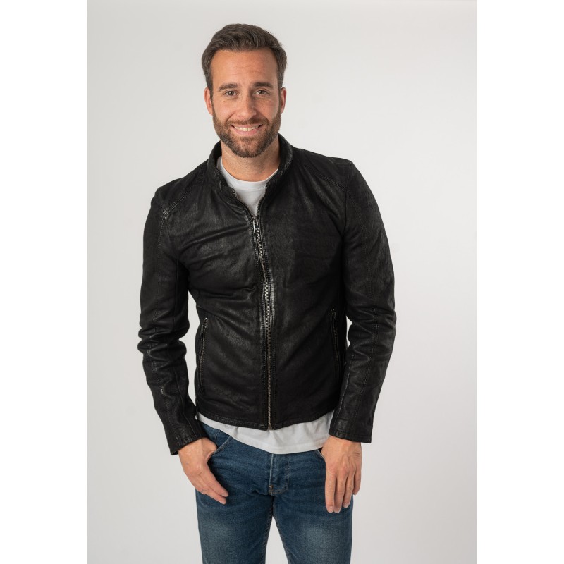 Geaca de Piele Barbati 2.0 by Mauritius Neagra 2MCrain – Geci de Piele