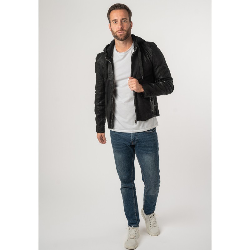 Geaca de Piele Barbati 2.0 by Mauritius Neagra 2MCrain – Geci de Piele