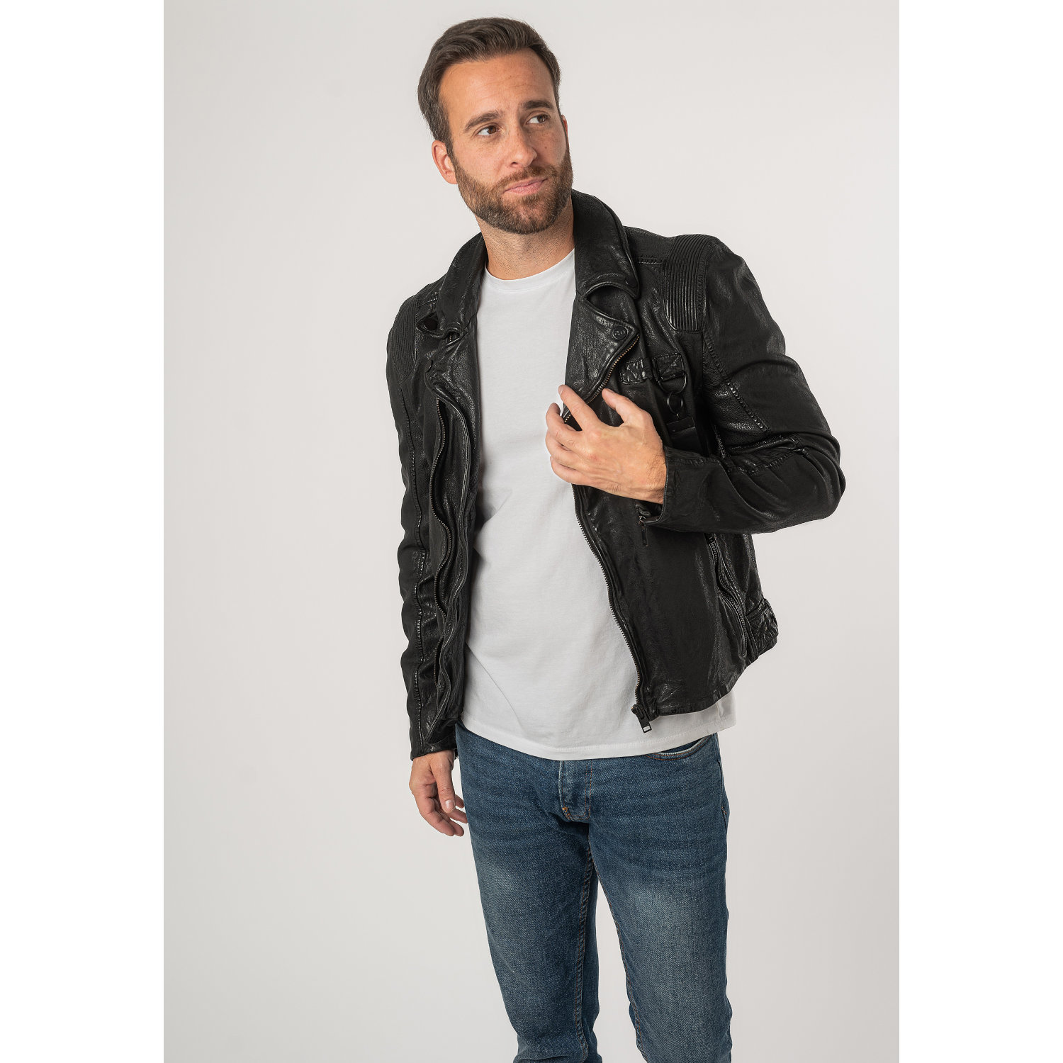 Geaca de Piele Barbati 2.0 by Mauritius Neagra 2MFerris – Geci de Piele