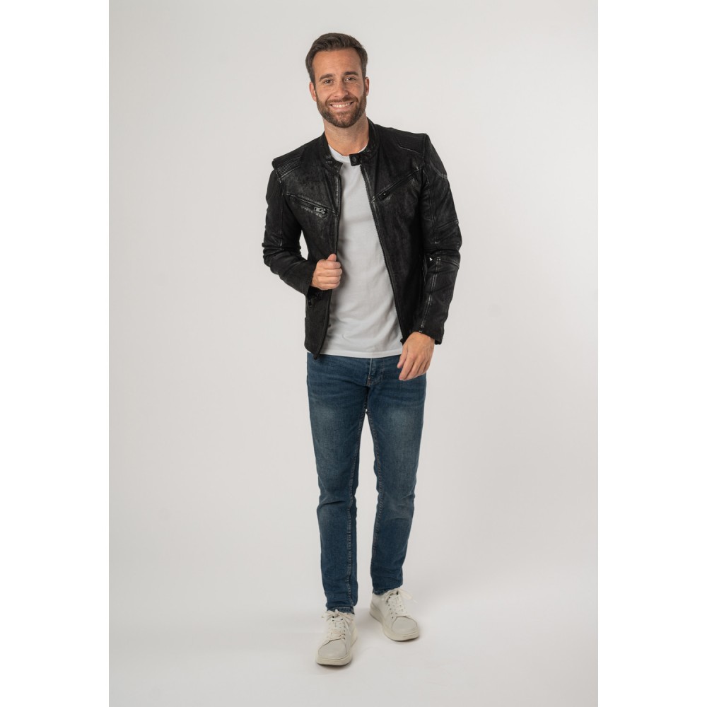 Geaca de Piele Barbati 2.0 by Mauritius Neagra 2MSaibo - readytowear