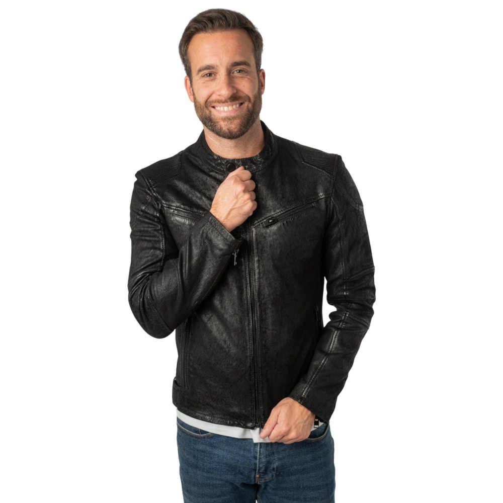 Geaca de Piele Barbati 2.0 by Mauritius Neagra 2MSaibo