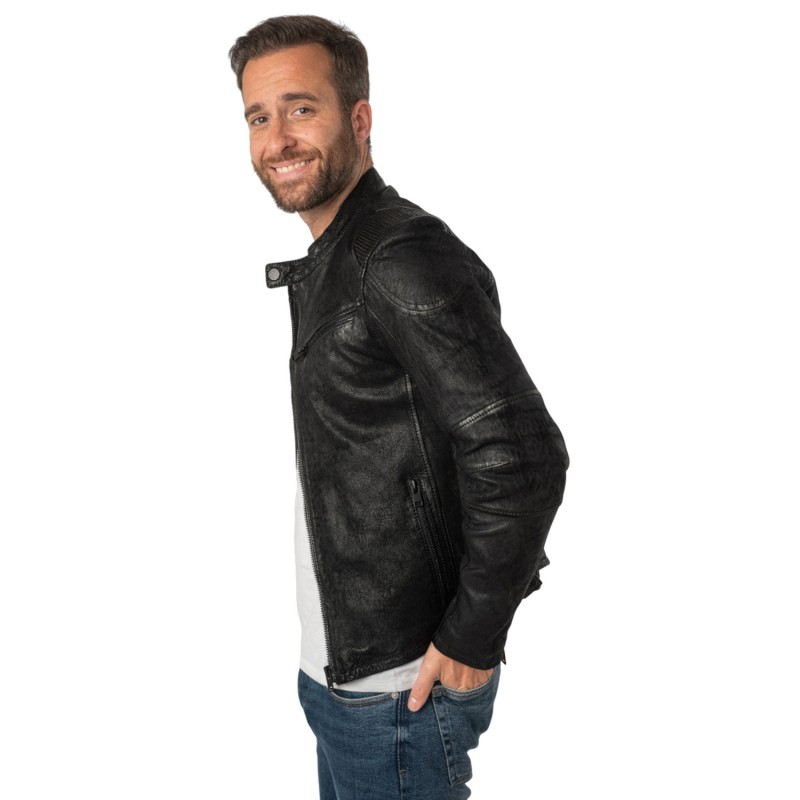 Geaca de Piele Barbati 2.0 by Mauritius Neagra 2MSaibo – Black Friday