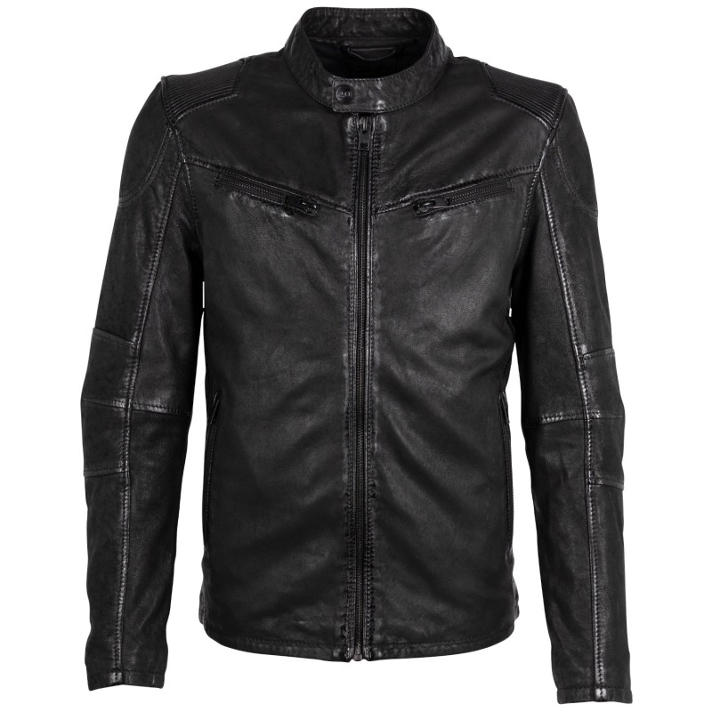 Geaca de Piele Barbati 2.0 by Mauritius Neagra 2MSaibo – Black Friday