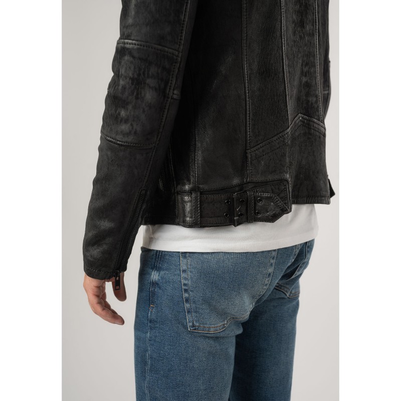 Geaca de Piele Barbati 2.0 by Mauritius Neagra 2MSaibo – Black Friday