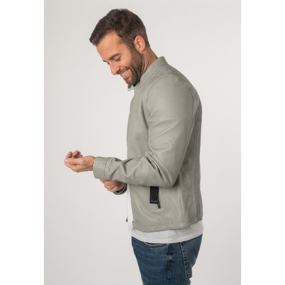 Geaca de Piele Barbati 2.0 by Mauritius Gri Deschis 2MToji - readytowear