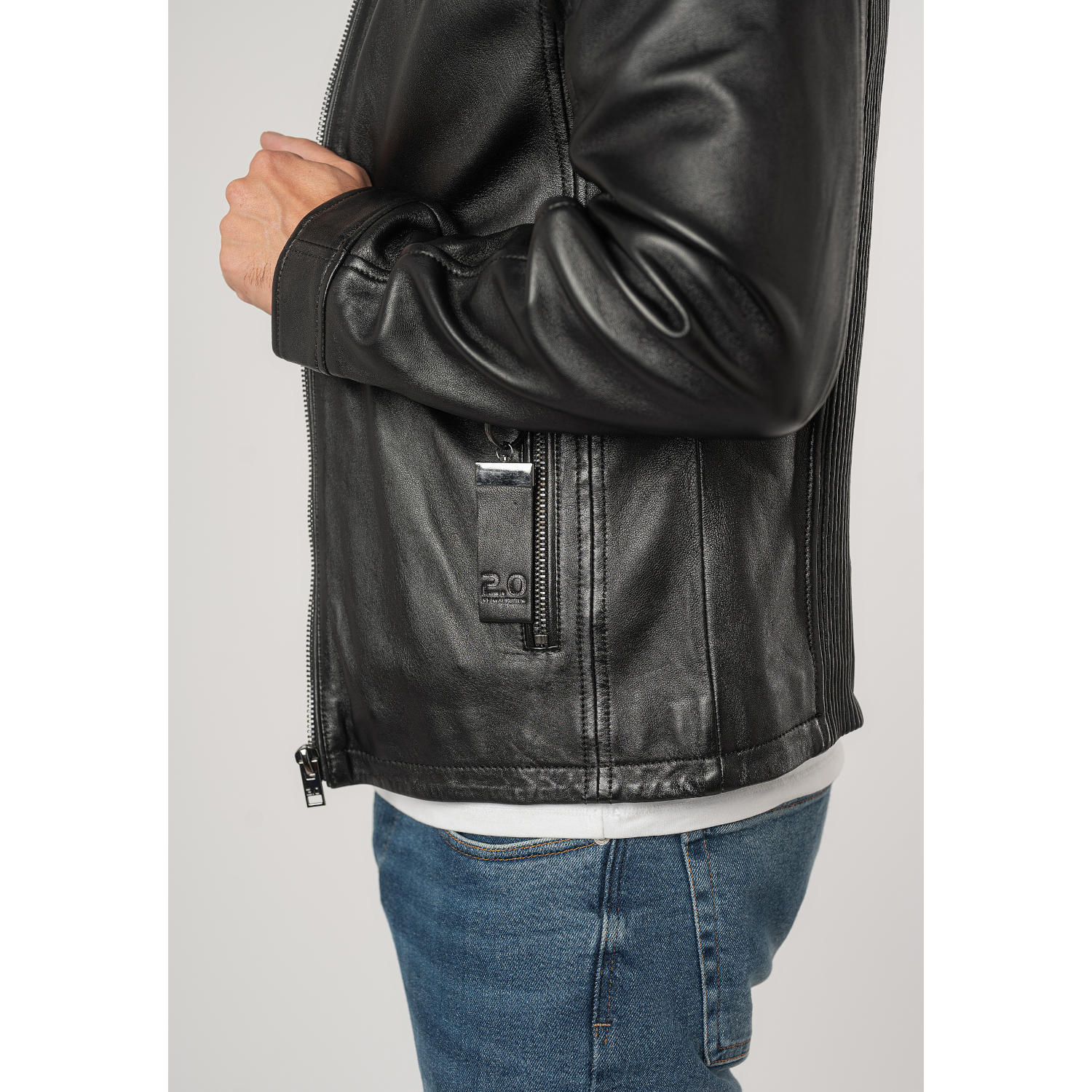 Geaca de Piele Barbati 2.0 by Mauritius Neagra 2MToji – Geci de Piele