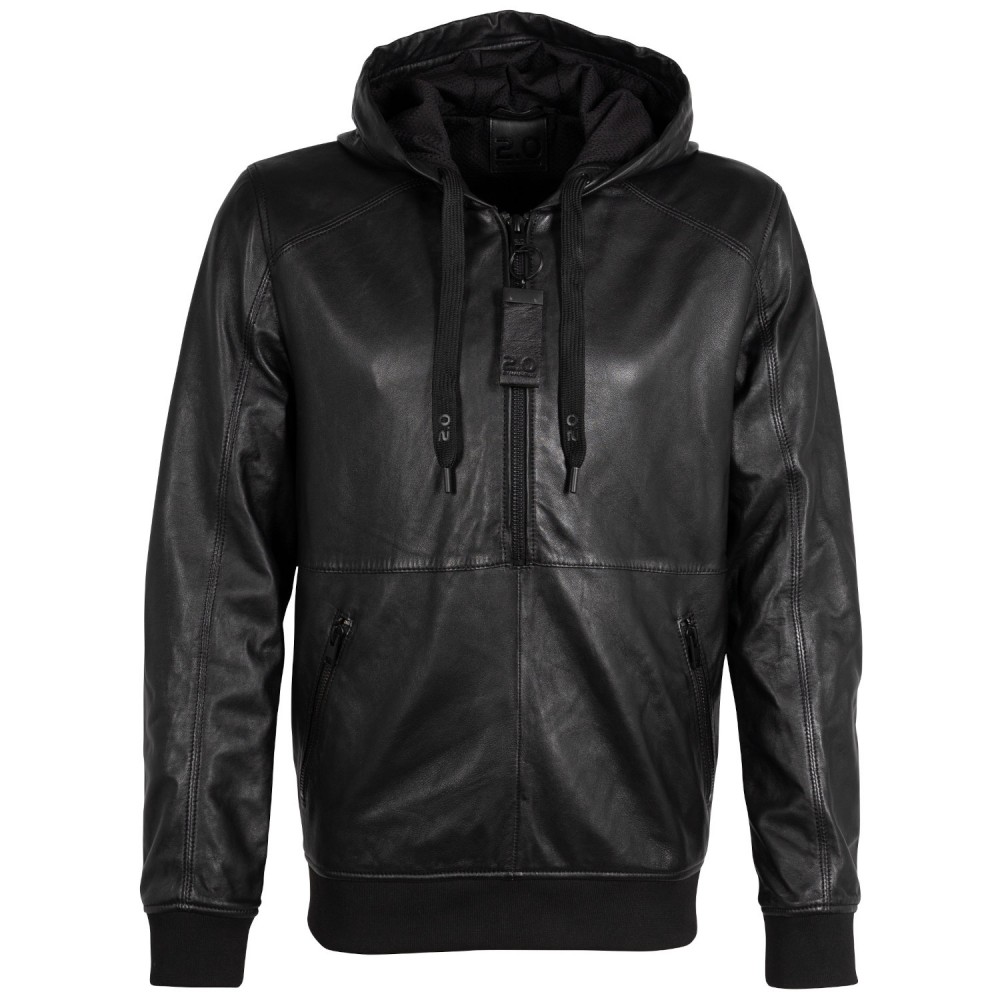 Hanorac de Piele Unisex 2.0 by Mauritius Negru 2MYonji - readytowear.ro
