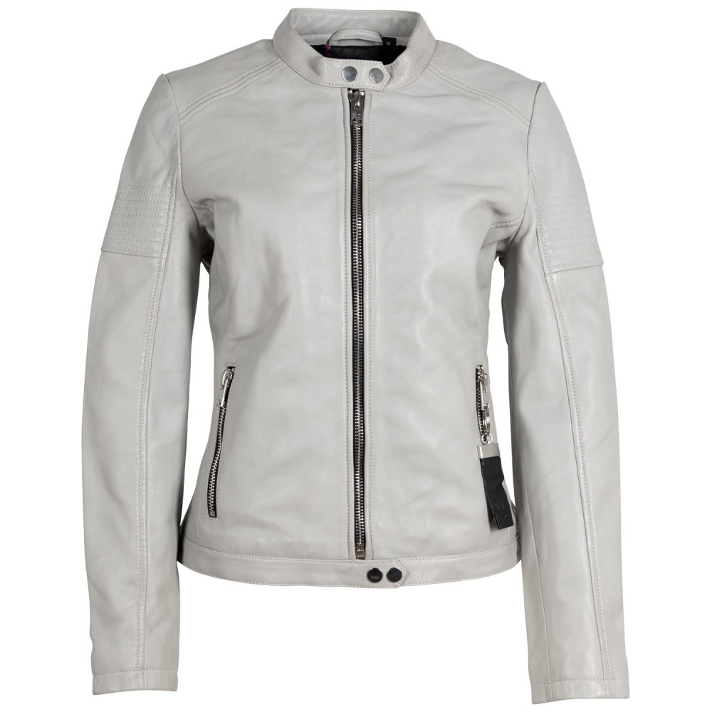 Geaca de Piele Dama 2.0 by Mauritius Gri Deschis 2Wima
