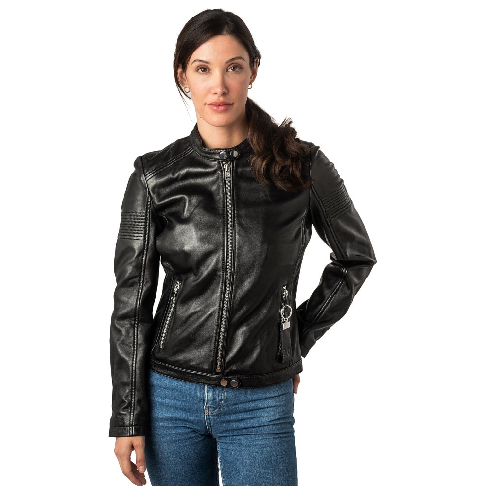 Geaca de Piele Dama 2.0 by Mauritius Neagra 2Wima