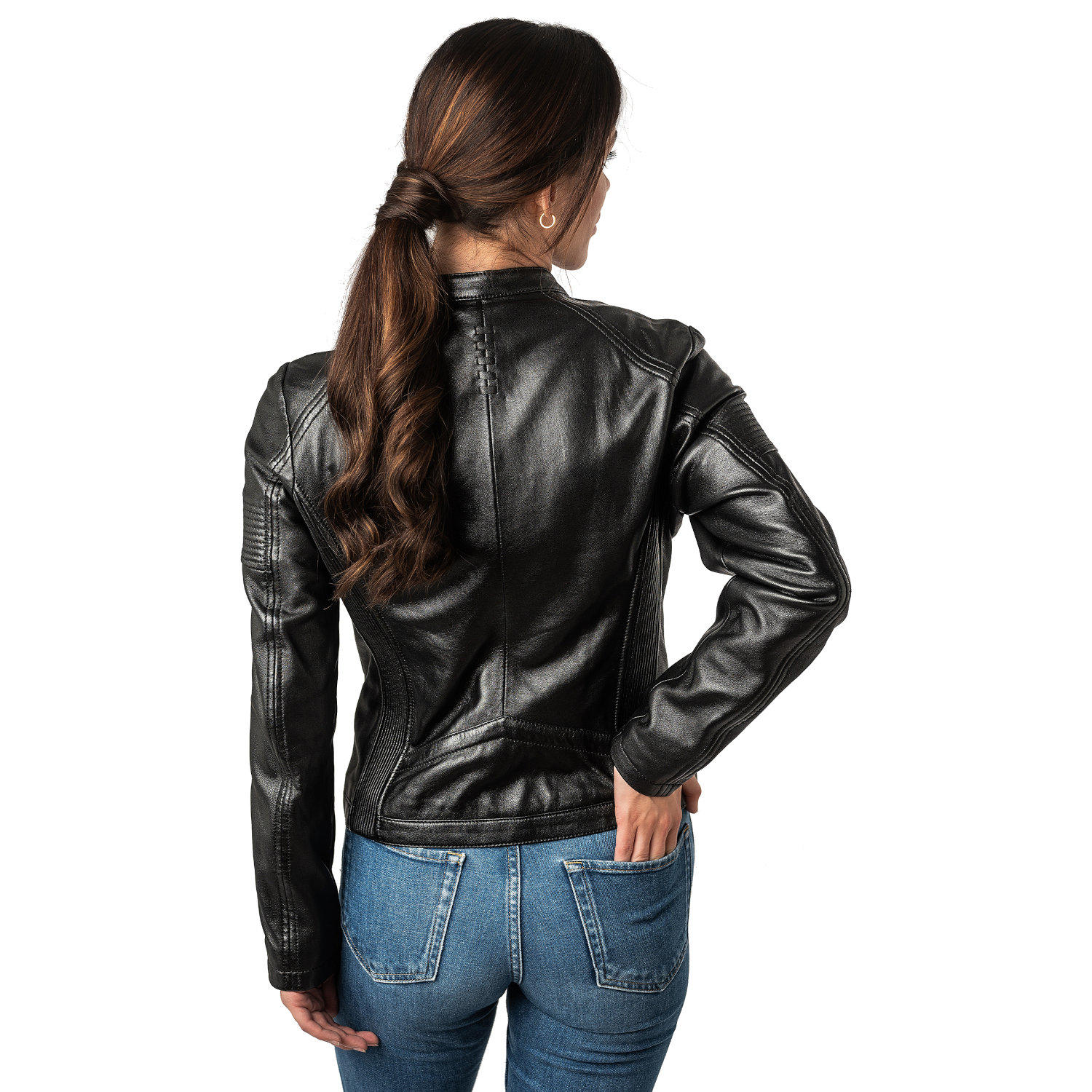 Geacă de piele damă neagră 2.0 by Mauritius 2Wima Slim Fit