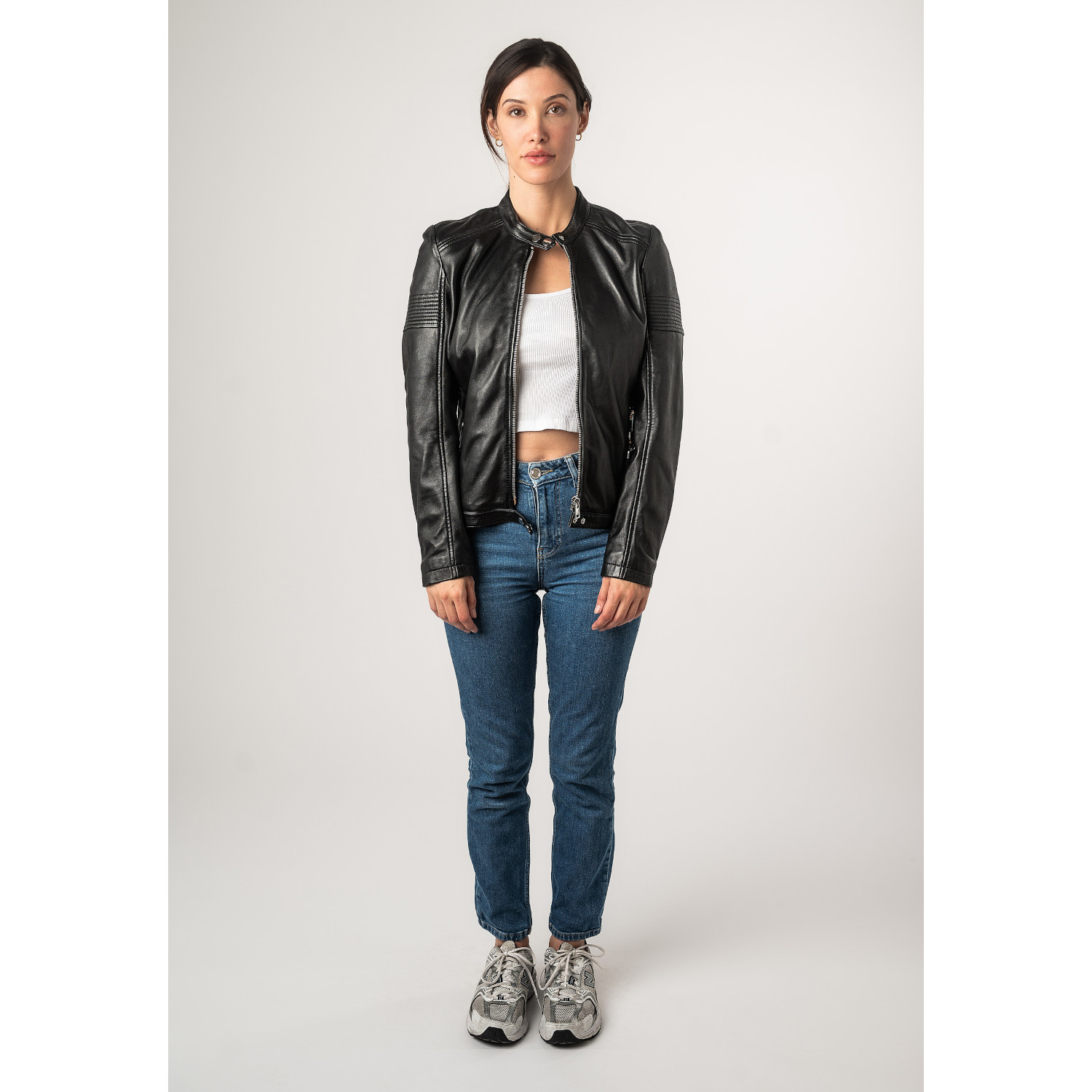 Geacă de piele damă neagră 2.0 by Mauritius 2Wima Slim Fit