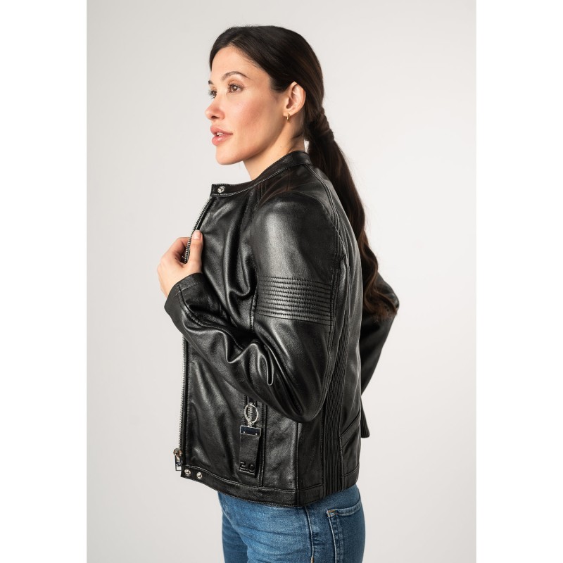 Geaca de Piele Dama 2.0 by Mauritius Neagra 2Wima – Geci de Piele